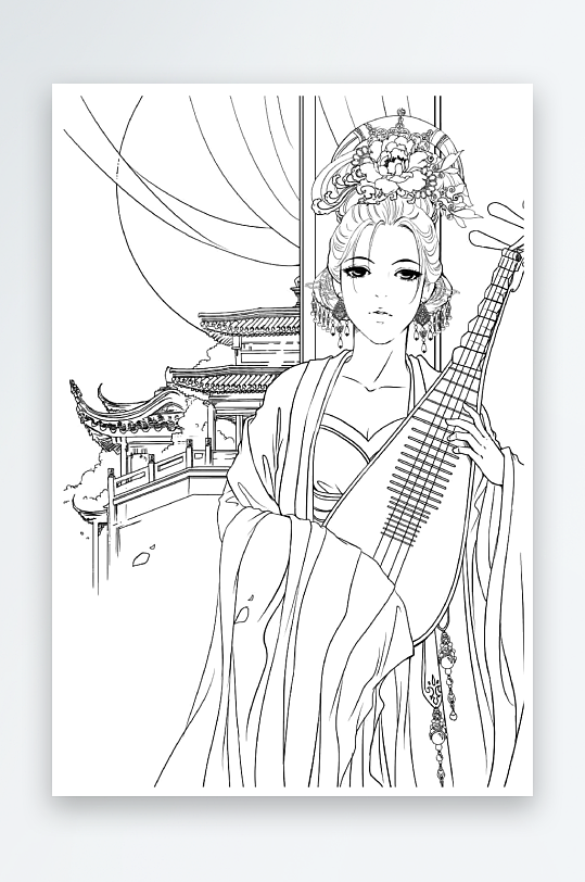 創(chuàng)意大氣古風(fēng)人物線稿元素