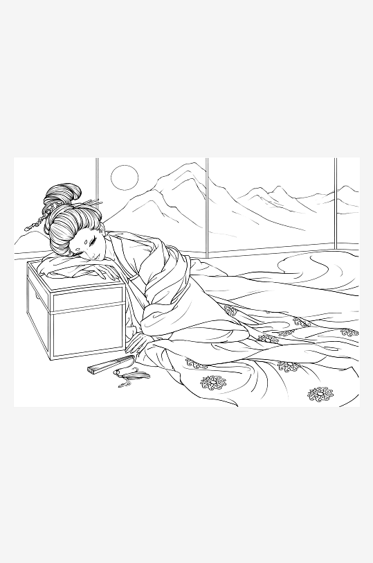 創(chuàng)意大氣古風(fēng)人物線稿元素