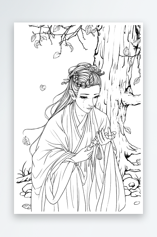 創(chuàng)意大氣古風(fēng)人物線稿元素