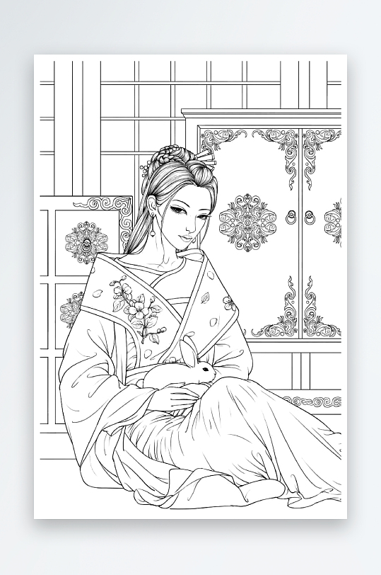創(chuàng)意大氣古風(fēng)人物線稿元素