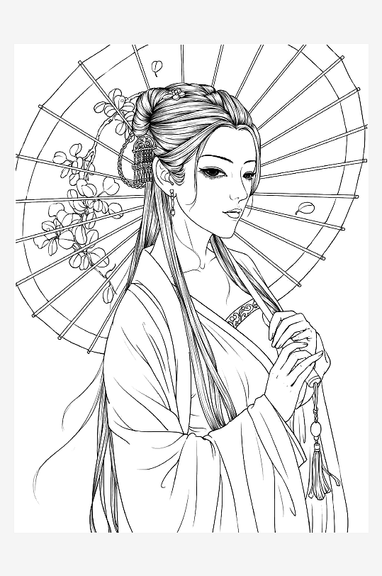 創(chuàng)意大氣古風(fēng)人物線稿元素