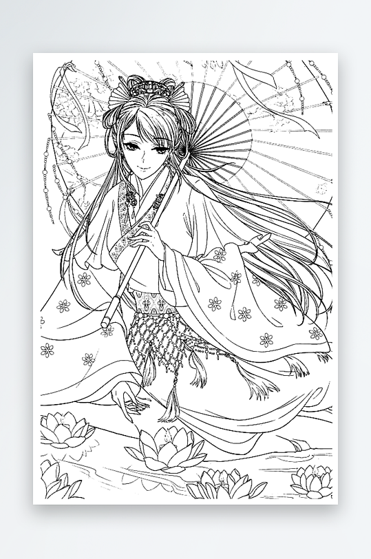 創(chuàng)意大氣古風(fēng)人物線稿元素