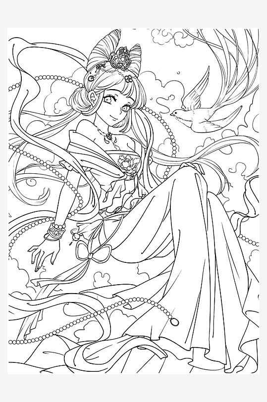 創(chuàng)意大氣古風(fēng)人物線稿元素