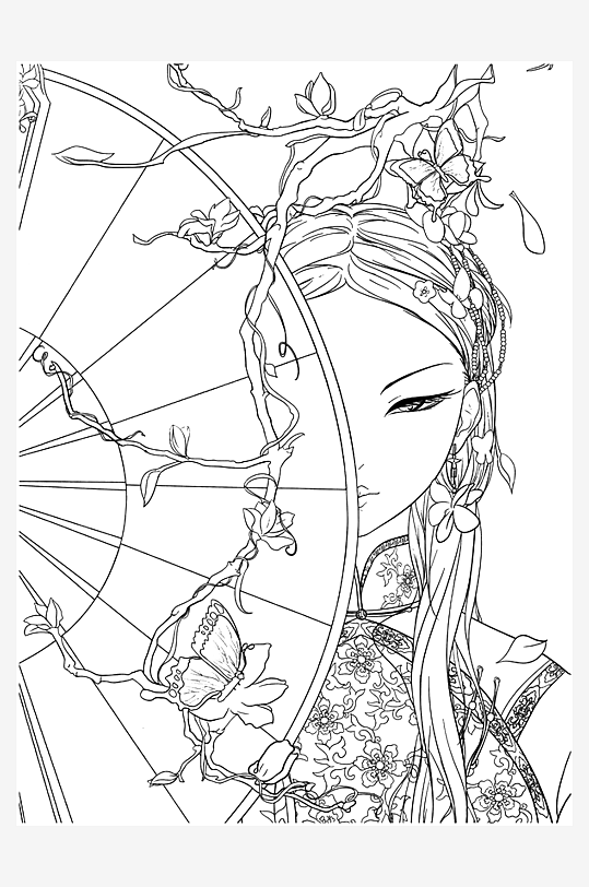 創(chuàng)意大氣古風(fēng)人物線稿元素
