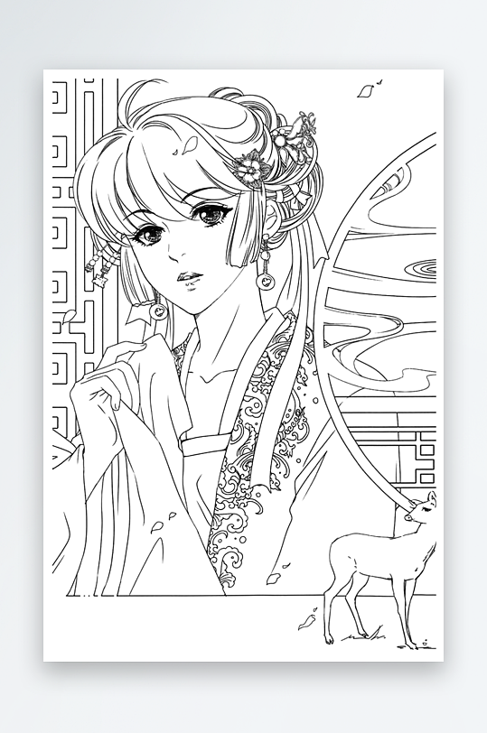 創(chuàng)意大氣古風人物線稿元素