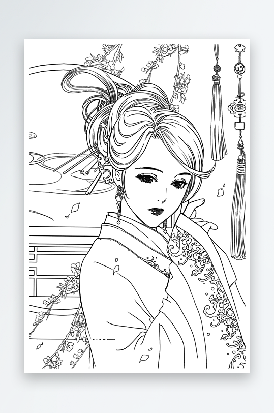 創(chuàng)意大氣古風人物線稿元素