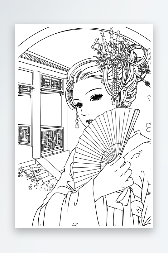 創(chuàng)意大氣古風人物線稿元素