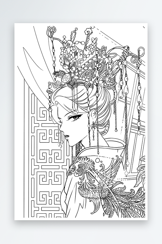 創(chuàng)意大氣古風人物線稿元素