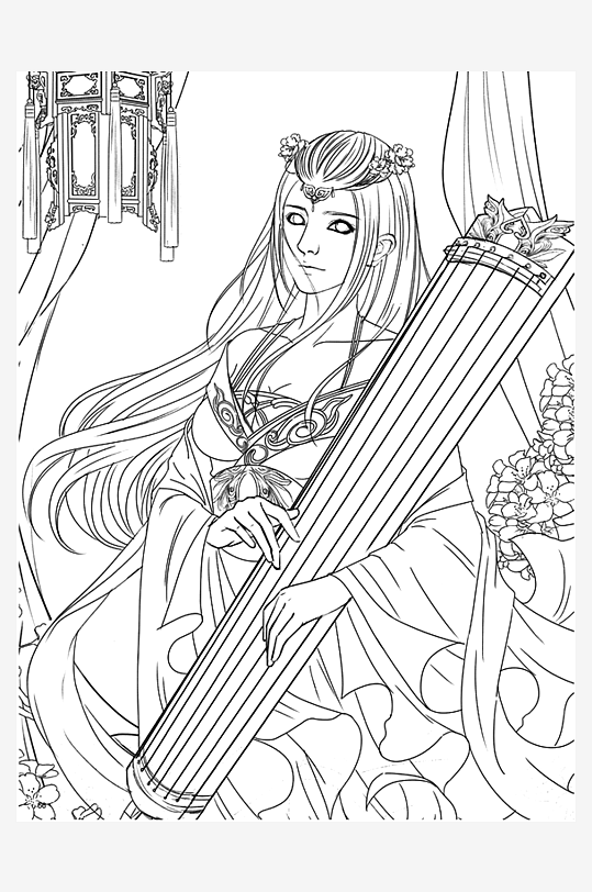 創(chuàng)意大氣古風(fēng)人物線稿元素