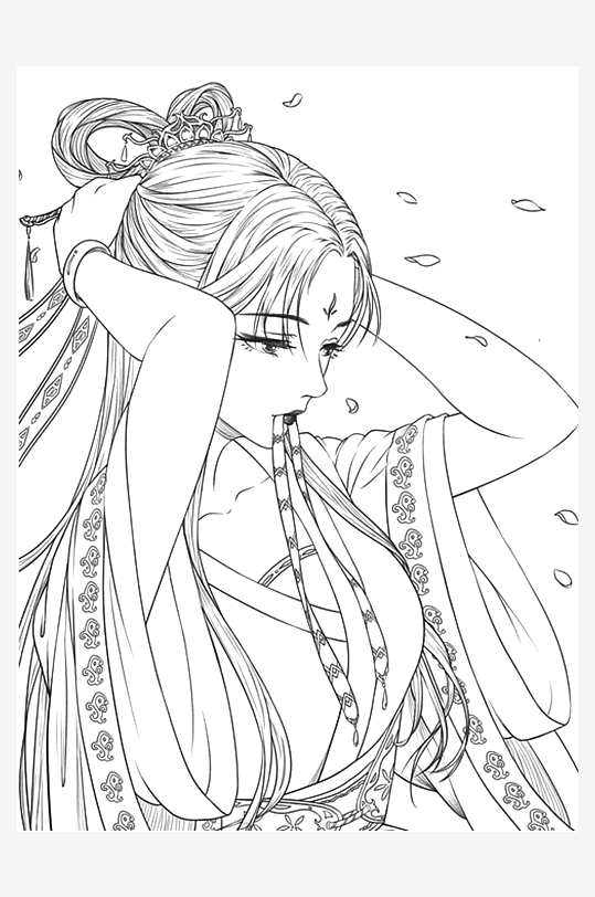 創(chuàng)意大氣古風(fēng)人物線稿元素