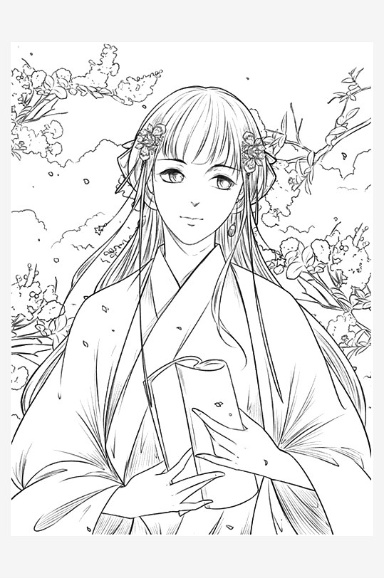 創(chuàng)意大氣古風(fēng)人物線稿元素