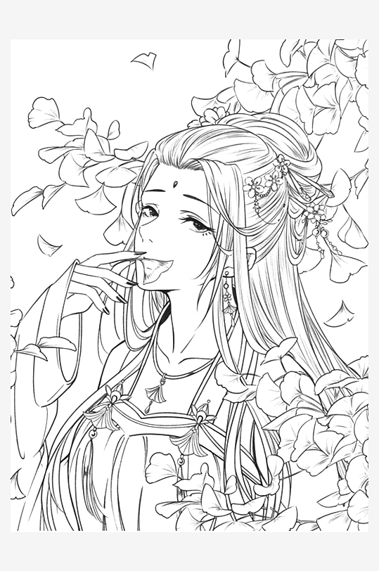 創(chuàng)意大氣古風(fēng)人物線稿元素