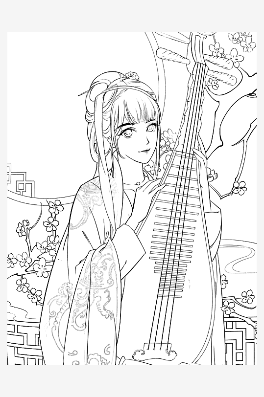 創(chuàng)意大氣古風(fēng)人物線稿元素
