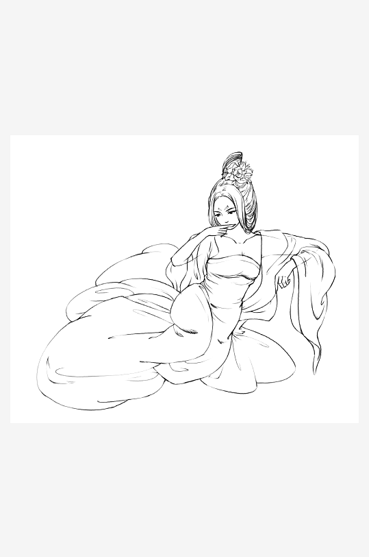 創(chuàng)意大氣古風人物線稿元素