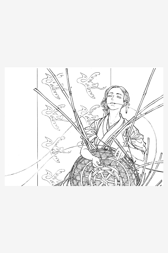 創(chuàng)意大氣古風(fēng)人物線稿元素