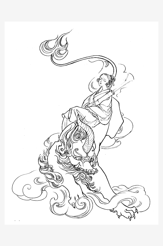 創(chuàng)意大氣古風(fēng)人物線稿元素