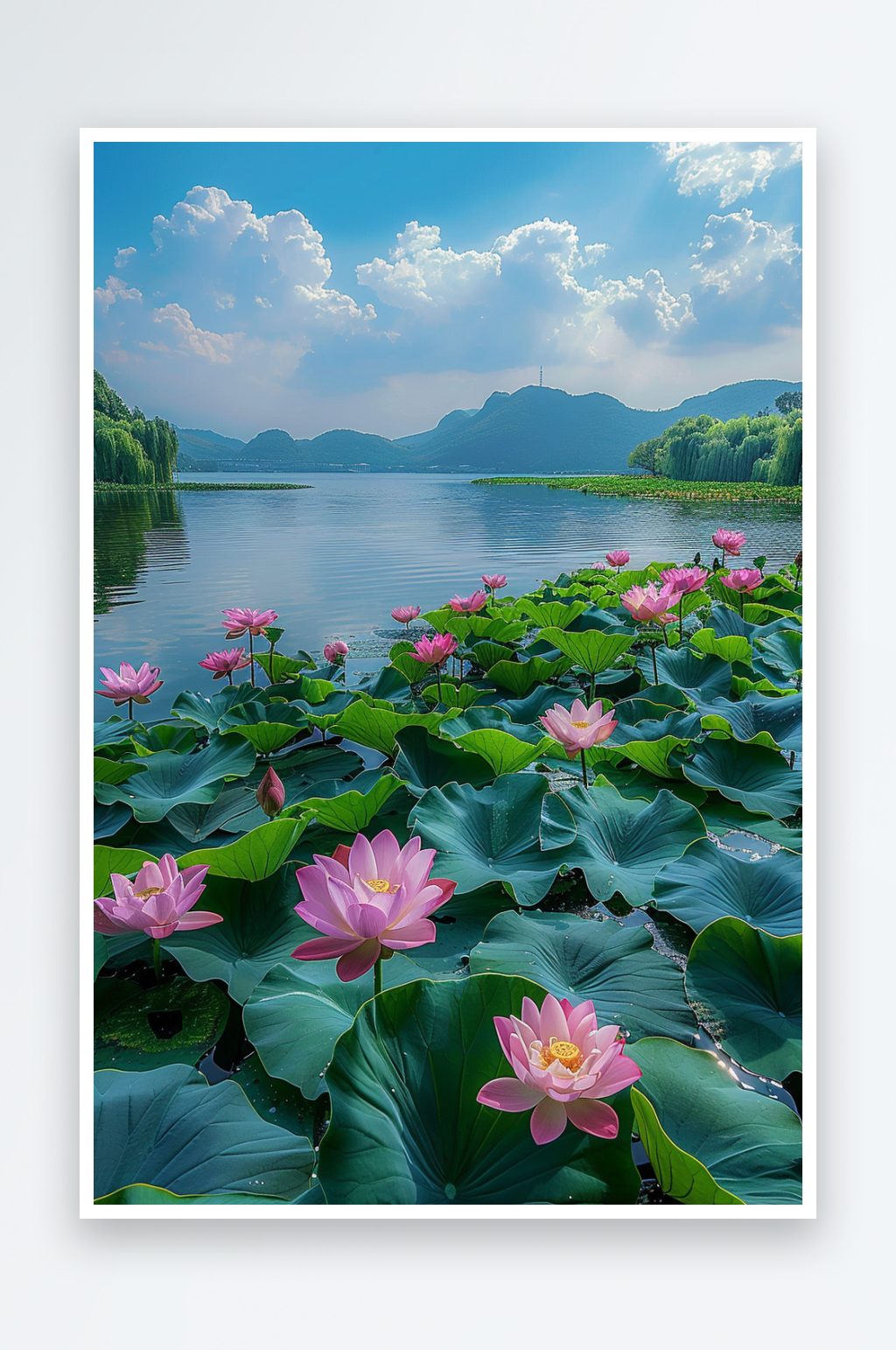 高清唯美夏季池塘荷花景色素材