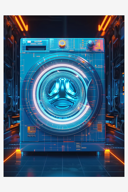 创意科技感粒子洗衣机电器