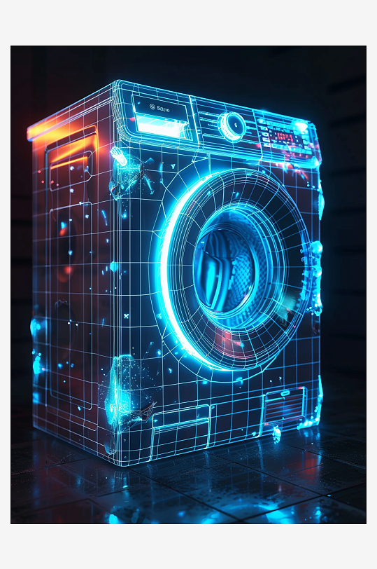 创意科技感粒子洗衣机电器