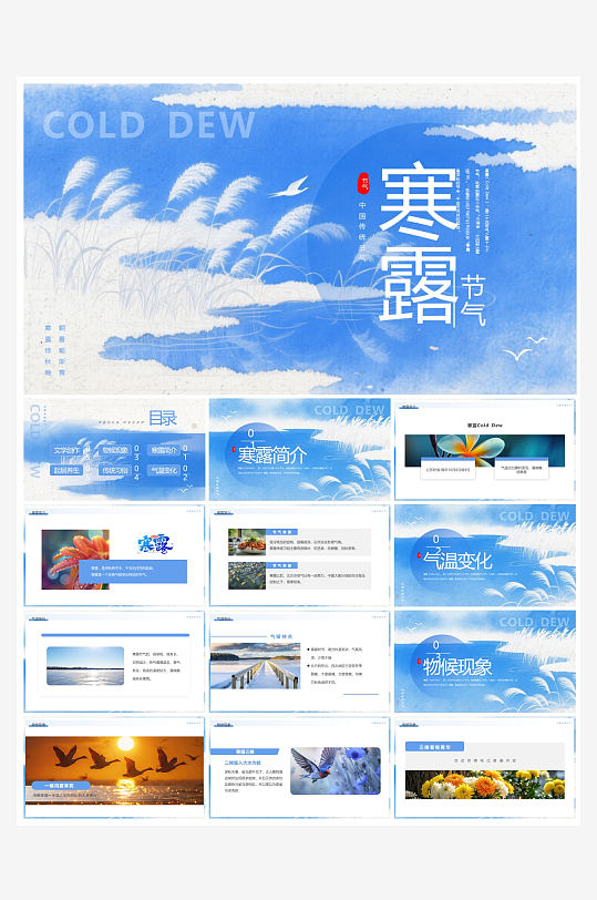 创意简约寒露节气PPT模板-众图网