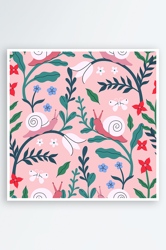 创意矢量植物花卉背景-众图网