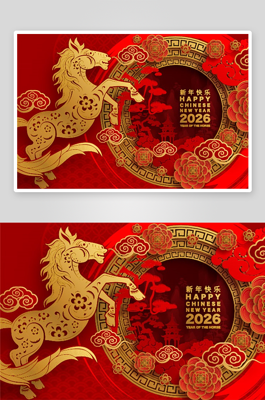 创意矢量春节马年背景-众图网