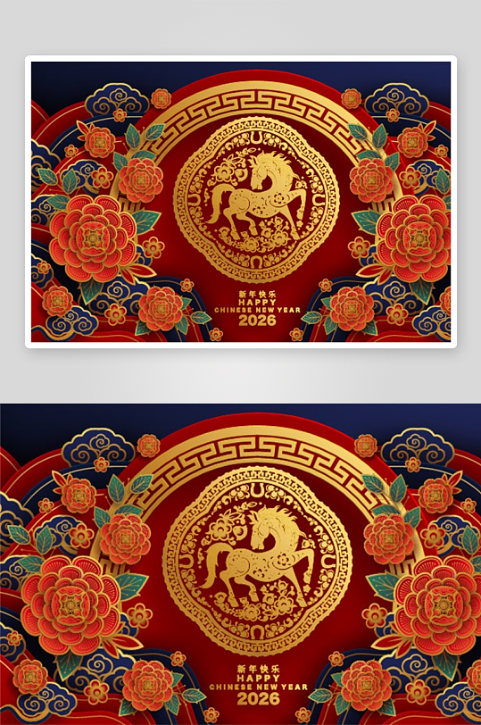 创意矢量春节马年背景-众图网