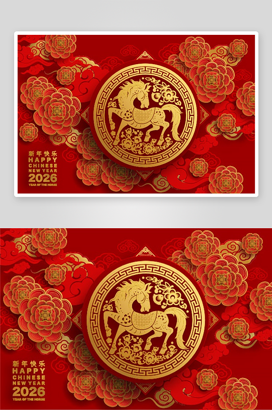 创意矢量春节马年背景-众图网