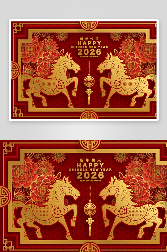 创意矢量春节马年背景-众图网