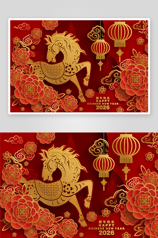 创意矢量春节马年背景-众图网