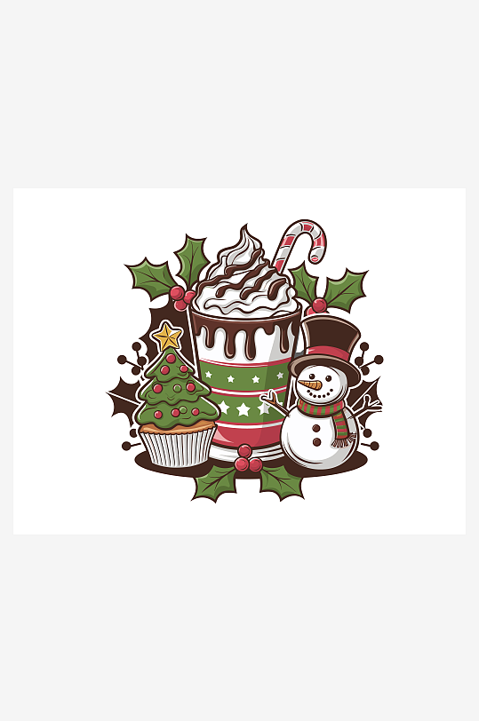 创意矢量圣诞印花元素-众图网