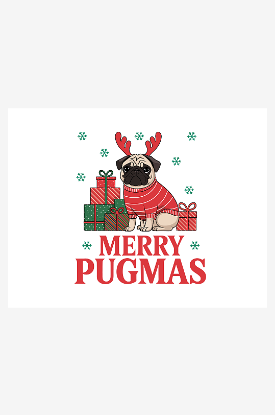 创意矢量圣诞印花元素-众图网