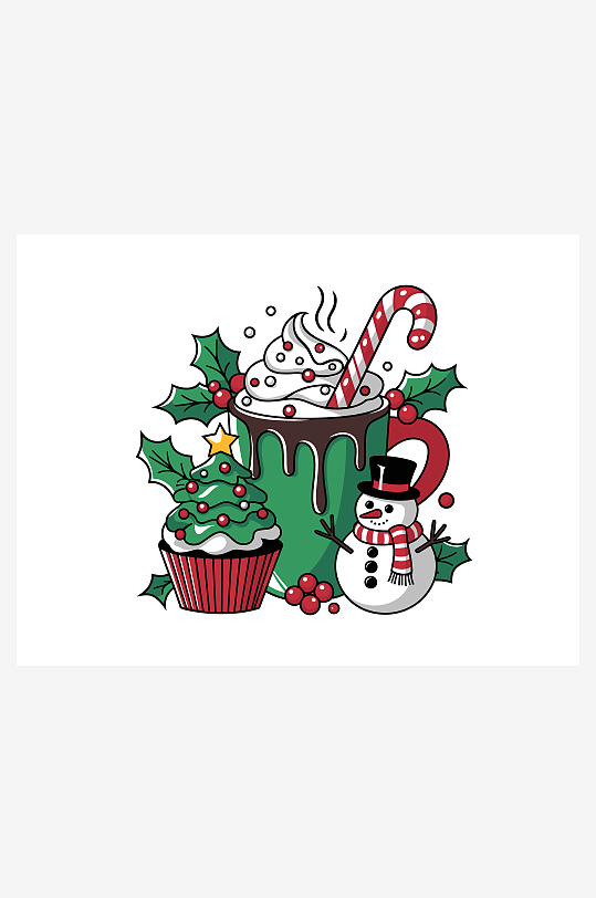 创意矢量圣诞印花元素-众图网