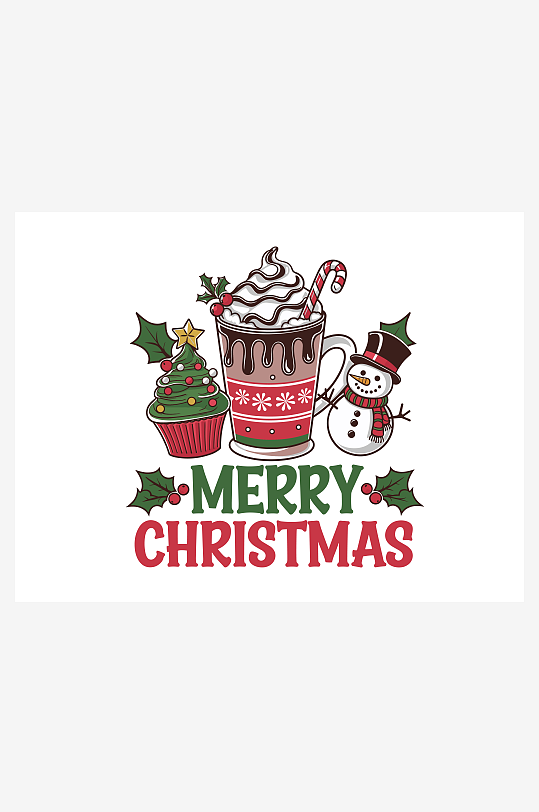 创意矢量圣诞印花元素-众图网