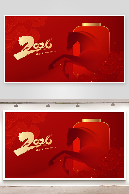 创意矢量新年马年背景-众图网