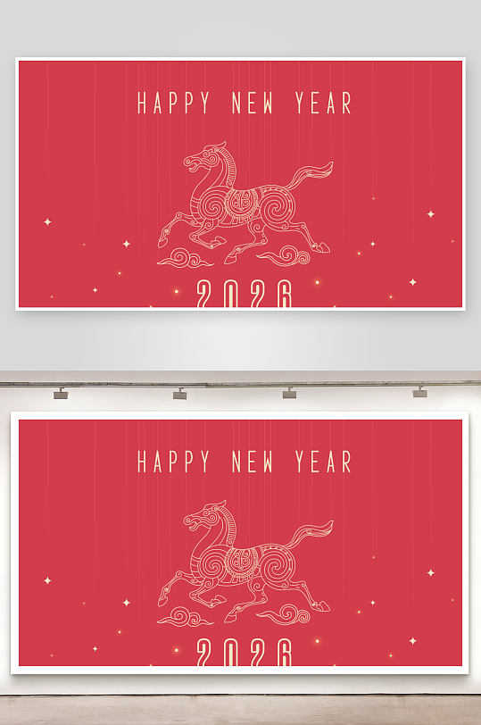 创意矢量新年马年背景-众图网