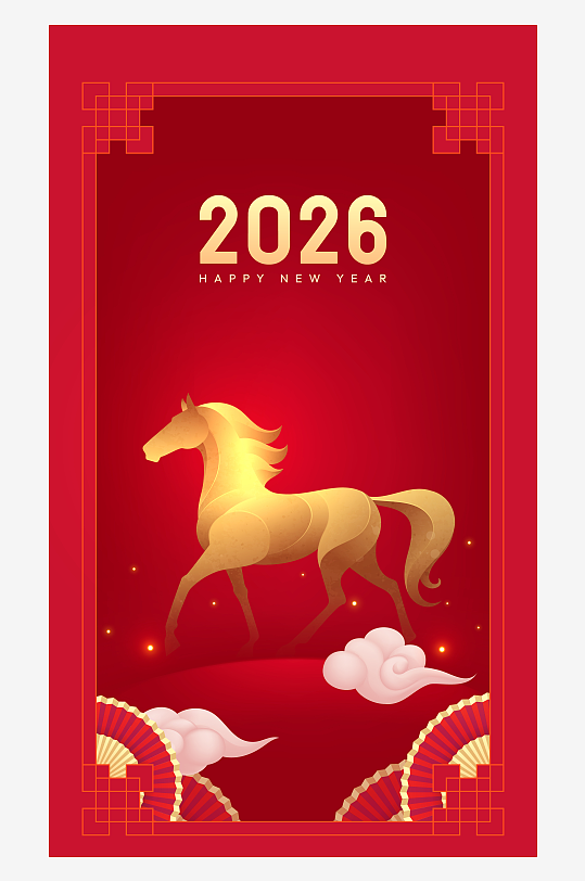 创意矢量新年马年背景-众图网