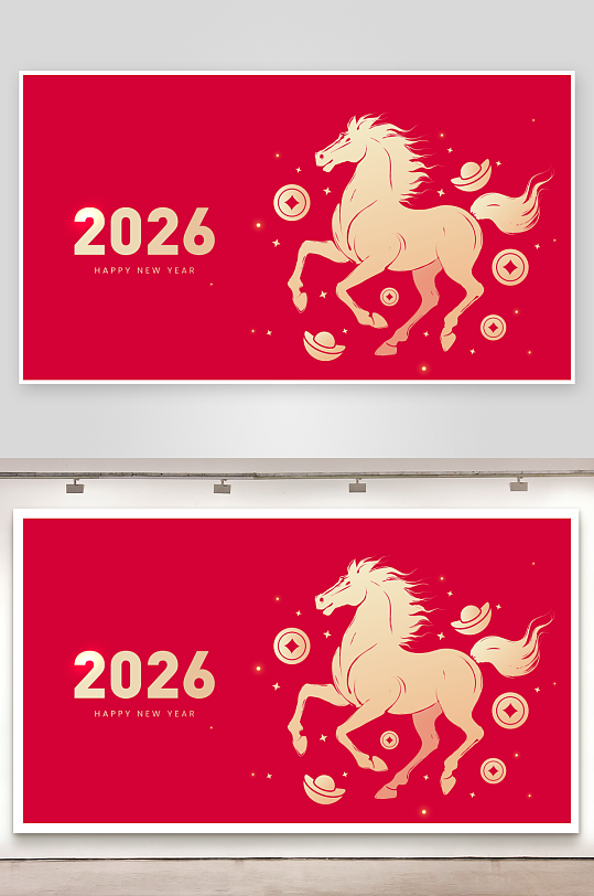 创意矢量新年马年背景-众图网