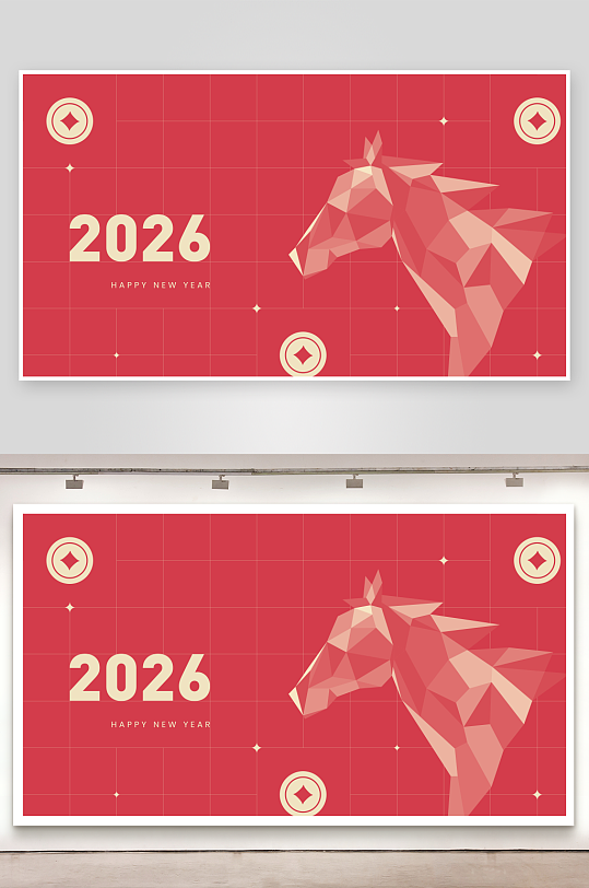 创意矢量新年马年背景-众图网