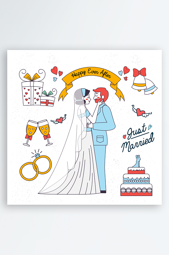 创意矢量婚礼插画元素-众图网