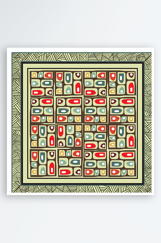 创意矢量丝巾图案背景-众图网