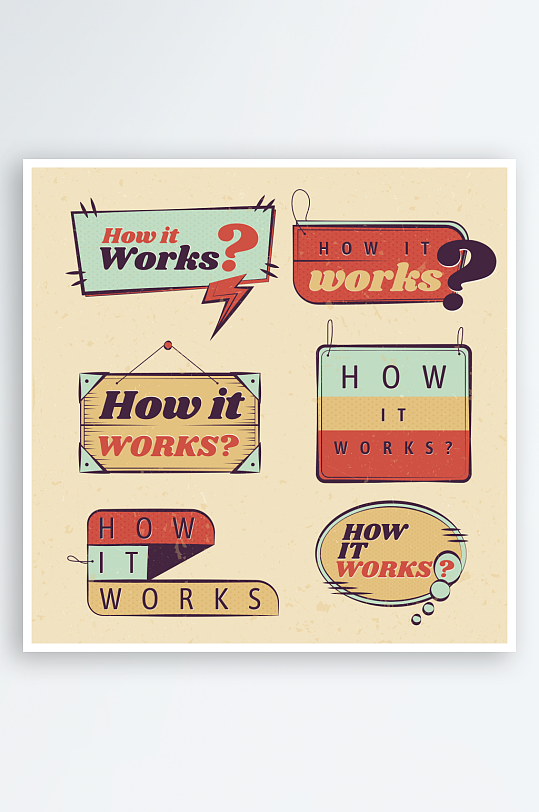 创意矢量复古标签元素-众图网