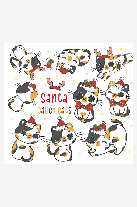 创意矢量圣诞节印花元素-众图网