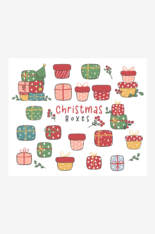 创意矢量圣诞节印花元素-众图网