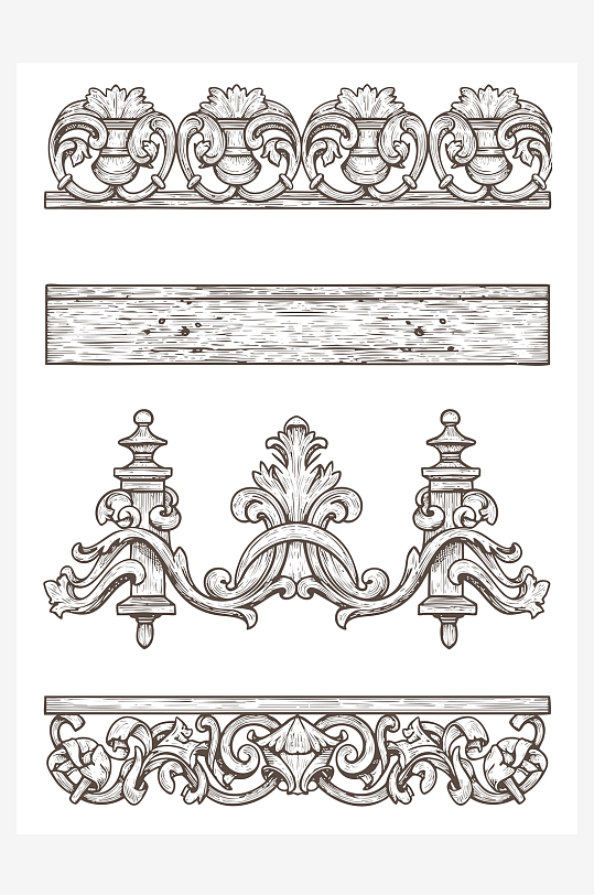 创意简约巴洛克图案元素-众图网