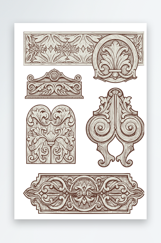 创意简约巴洛克图案元素-众图网