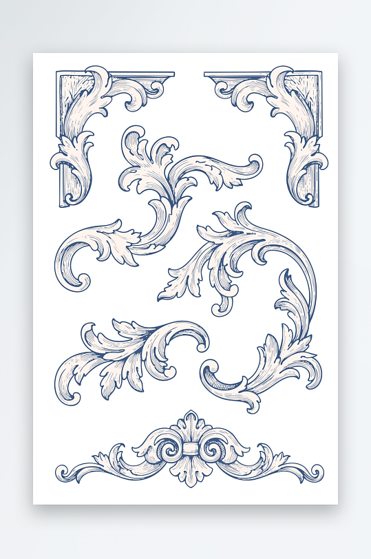 创意简约巴洛克图案元素-众图网