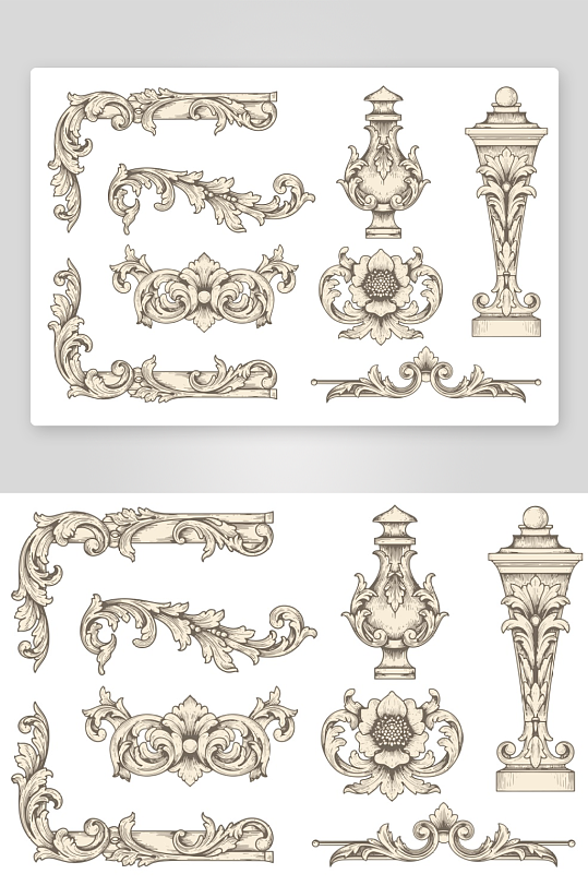 创意简约巴洛克图案元素-众图网