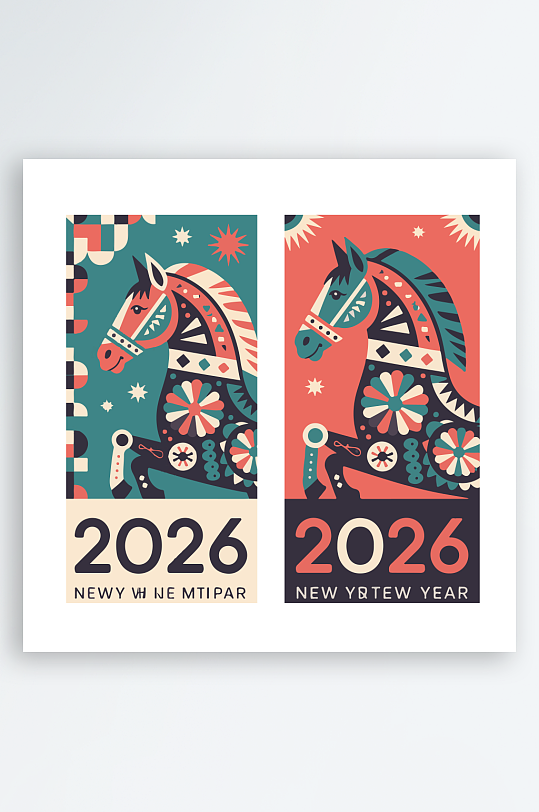 创意矢量马年元素设计-众图网