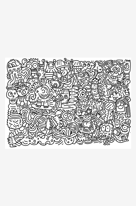 创意矢量线条涂鸦背景-众图网